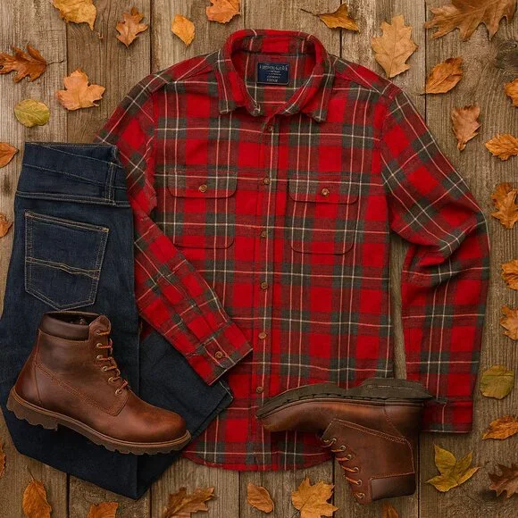 Abercrombie & Fitch 100% Cotton Red Gray Plaid Flannel Button Down Men’s XXL - Picture 15 of 15